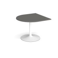 Trumpet base radial extension table 1000mm x 1000mm - white base, onyx grey top