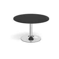 Trumpet base circular boardroom table 1200mm - chrome base, black top