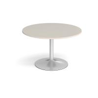 Trumpet base circular boardroom table 1200mm - silver base, light grey top