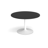 Trumpet base circular boardroom table 1200mm - white base, black top