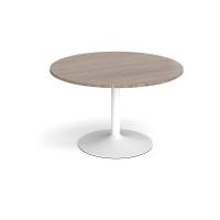 Trumpet base circular boardroom table 1200mm - white base, Barcelona walnut top
