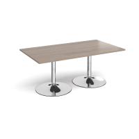 Trumpet base rectangular boardroom table 1800mm x 1000mm - chrome base, Barcelona walnut top