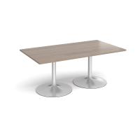 Trumpet base rectangular boardroom table 1800mm x 1000mm - silver base, Barcelona walnut top