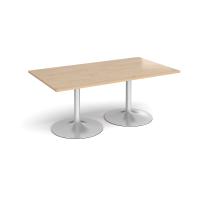 Trumpet base rectangular boardroom table 1800mm x 1000mm - silver base, kendal oak top