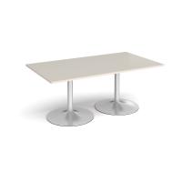 Trumpet base rectangular boardroom table 1800mm x 1000mm - silver base, light grey top