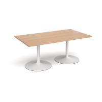 Trumpet base rectangular boardroom table 1800mm x 1000mm - white base, beech top