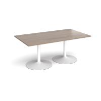 Trumpet base rectangular boardroom table 1800mm x 1000mm - white base, Barcelona walnut top