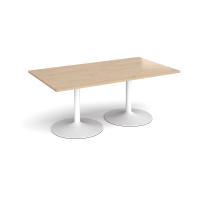 Trumpet base rectangular boardroom table 1800mm x 1000mm - white base, kendal oak top