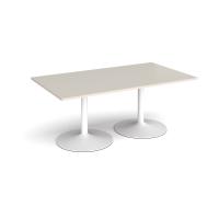Trumpet base rectangular boardroom table 1800mm x 1000mm - white base, light grey top