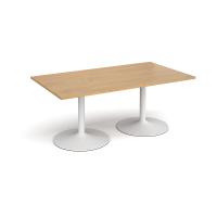 Trumpet base rectangular boardroom table 1800mm x 1000mm - white base, oak top