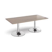 Trumpet base rectangular boardroom table 2000mm x 1000mm - chrome base, Barcelona walnut top