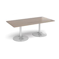 Trumpet base rectangular boardroom table 2000mm x 1000mm - silver base, Barcelona walnut top