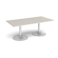 Trumpet base rectangular boardroom table 2000mm x 1000mm - silver base, light grey top