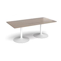Trumpet base rectangular boardroom table 2000mm x 1000mm - white base, Barcelona walnut top