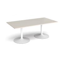 Trumpet base rectangular boardroom table 2000mm x 1000mm - white base, light grey top
