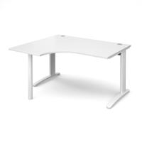 TR10 left hand ergonomic desk 1400mm - white frame, white top