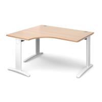 TR10 deluxe left hand ergonomic desk 1400mm - white frame, beech top