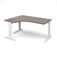 TR10 deluxe left hand ergonomic desk 1600mm - white frame, walnut top