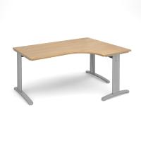 TR10 deluxe right hand ergonomic desk 1600mm - silver frame, oak top