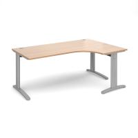 TR10 deluxe right hand ergonomic desk 1800mm - silver frame, beech top