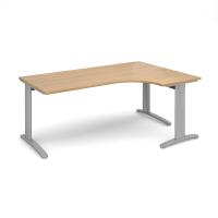 TR10 deluxe right hand ergonomic desk 1800mm - silver frame, oak top