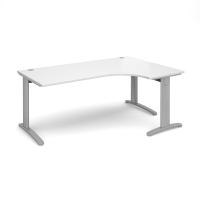 TR10 deluxe right hand ergonomic desk 1800mm - silver frame, white top