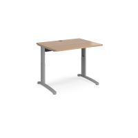 TR10 height settable straight desk 1000mm x 800mm - silver frame, beech top