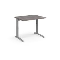 TR10 height settable straight desk 1000mm x 800mm - silver frame, grey oak top