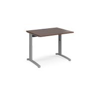 TR10 height settable straight desk 1000mm x 800mm - silver frame, walnut top