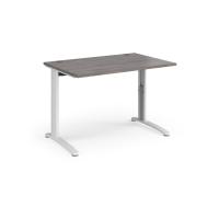 TR10 height settable straight desk 1200mm x 800mm - white frame, grey oak top