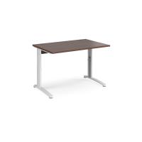 TR10 height settable straight desk 1200mm x 800mm - white frame, walnut top