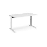 TR10 height settable straight desk 1400mm x 800mm - white frame, white top