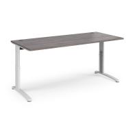 TR10 height settable straight desk 1800mm x 800mm - white frame, grey oak top