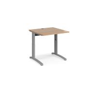 TR10 height settable straight desk 800mm x 800mm - silver frame, beech top
