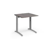 TR10 height settable straight desk 800mm x 800mm - silver frame, grey oak top