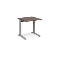 TR10 height settable straight desk 800mm x 800mm - silver frame, walnut top