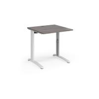 TR10 height settable straight desk 800mm x 800mm - white frame, grey oak top