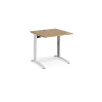 TR10 height settable straight desk 800mm x 800mm - white frame, oak top