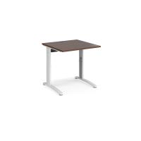 TR10 height settable straight desk 800mm x 800mm - white frame, walnut top