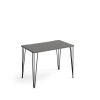 Tikal straight desk 1000mm x 600mm with hairpin legs - black legs, grey top