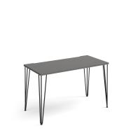 Tikal straight desk 1200mm x 600mm with hairpin legs - black legs, grey top