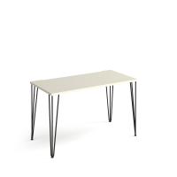 Tikal straight desk 1200mm x 600mm with hairpin legs - black legs, white top