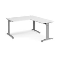 TR10 desk 1400mm x 800mm with 800mm return desk - silver frame, white top