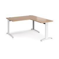 TR10 desk 1400mm x 800mm with 800mm return desk - white frame, beech top