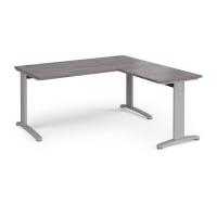 TR10 desk 1600mm x 800mm with 800mm return desk - silver frame, grey oak top