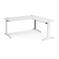 TR10 desk 1600mm x 800mm with 800mm return desk - white frame, white top