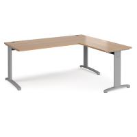 TR10 desk 1800mm x 800mm with 800mm return desk - silver frame, beech top