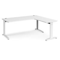 TR10 desk 1800mm x 800mm with 800mm return desk - white frame, white top