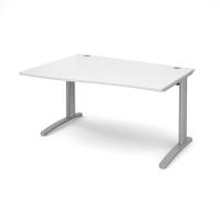 TR10 left hand wave desk 1400mm - silver frame, white top