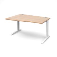 TR10 left hand wave desk 1400mm - white frame, beech top